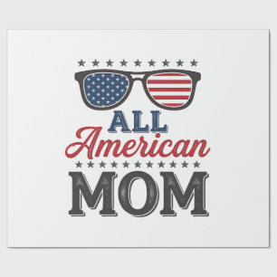 All American Moeder Vintage Patriottisch Shirt Ont Cadeaupapier