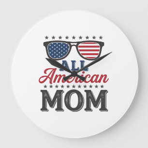 All American Moeder Vintage Patriottisch Shirt Ont Grote Klok
