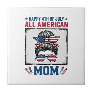 All American Mom 4 juli vintage shirt ontwerp_ Tegeltje