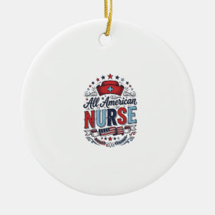 All American Nurse Vintage Patriottische Shirt Ont Keramisch Ornament