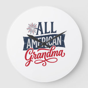 All American Oma Patriottisch Vuurwerk Design_1 Grote Klok