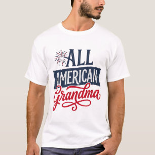All American Oma Patriottisch Vuurwerk Design_1 T-shirt