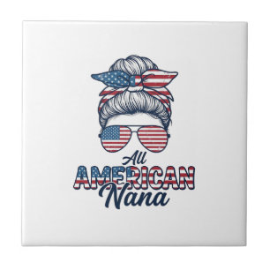 All American Oma Patriottische Rommelige Knot Vect Tegeltje