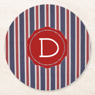 All-American Patriotic Striped Design Ronde Kartonnen Onderzetter