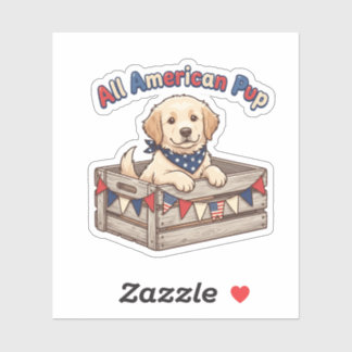 All American Pup Patriottische Hond 4 juli Sticker