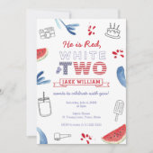 All-American Red White en 2e verjaardag Party Kaart (Voorkant)