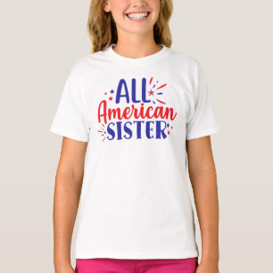 All American Sister 4th July T-Shirt for Kids