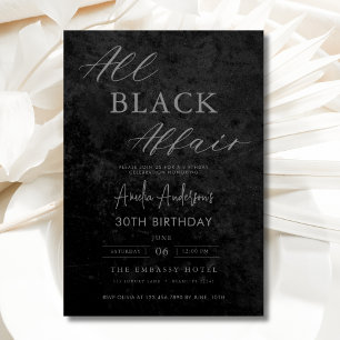 All Black Affair Verjaardagsfeest Modern Elegant Kaart