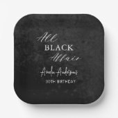 All Black Affair Verjaardagsfeest Modern Elegant Papieren Bordje (Voorkant)