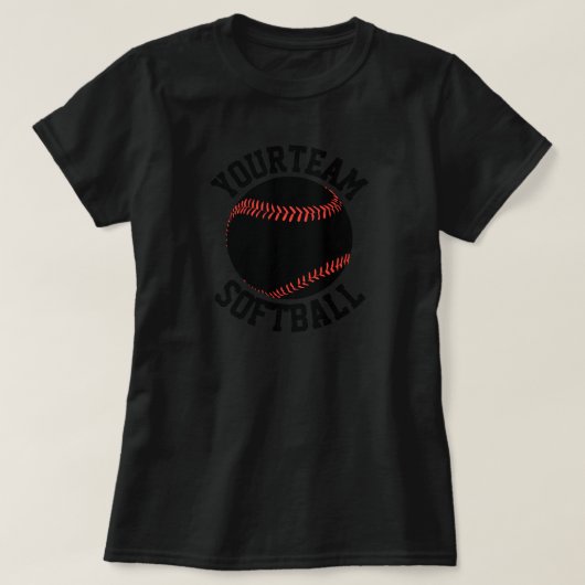 All-BLACK Custom Softball Team T-shirt voor vrouwe (Design voorkant)