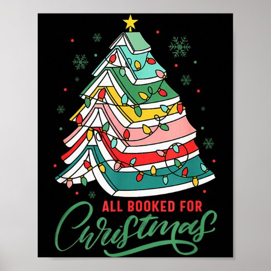 All Booked For Christmas Book Xmas Tree Lights Rea Poster (Voorkant)