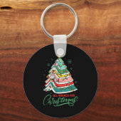 All Booked For Christmas Book Xmas Tree Lights Rea Sleutelhanger (Voorkant)