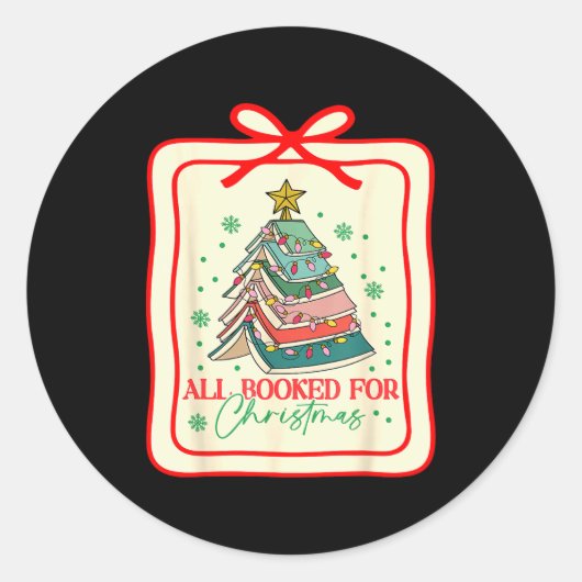 All Booked For Christmas Coquette Bow Tree Lights Ronde Sticker (Voorkant)