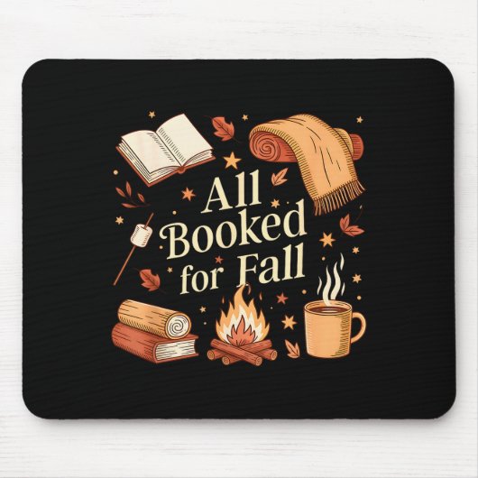 All Booked For Fall Books Coffee Fall Leaves Pumpk Muismat (Voorkant)