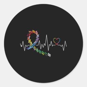 All Cancer Awareness Day Heartbeat Long Sleeve Ronde Sticker