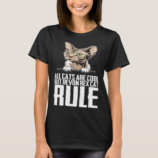 All cats are cool but devon rex cat rule t-shirt (Voorkant)