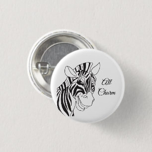 "All Charm" Schattige Zebra Zwart & Wit Trendy Ronde Button 3,2 Cm
