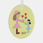 All Children Need Love: Yellow Glas Ornament (Voorkant Rechts)