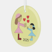 All Children Need Love: Yellow Glas Ornament (Voorkant links)