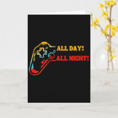 All Day-all Night Gamer Tee – Funny Gift For Conso Kaart (Gele Bloem)