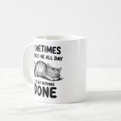 "All Day Doing Nothing" Funny Lazy Cat Coffee Mug (Devant gauche)