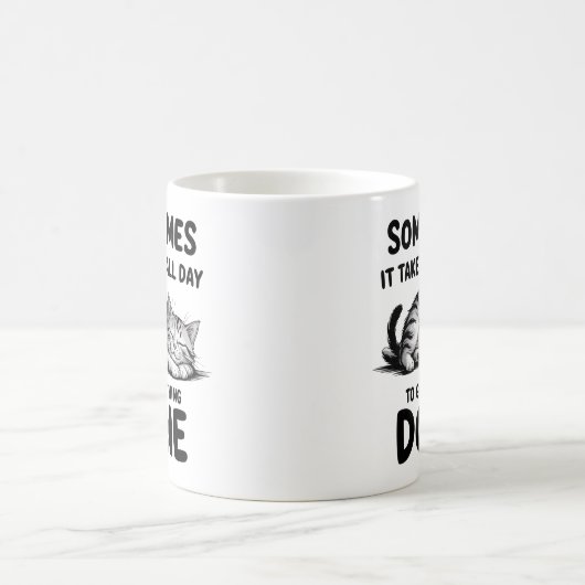 "All Day Doing Nothing" Funny Lazy Cat Coffee Mug (Centre)