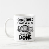 "All Day Doing Nothing" Funny Lazy Cat Coffee Mug (Gauche)
