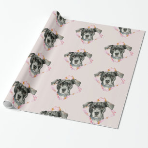"All Ears" 2 Black Pit Bull Dog Illustratie Cadeaupapier