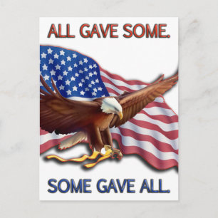 ALL GAVE SOME. SOME GAVE ALL AMERICAN FLAG & EAGLE BRIEFKAART
