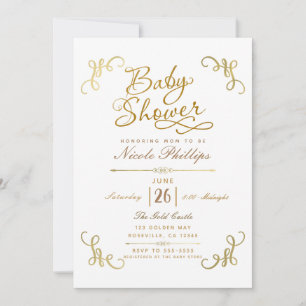 All Gold Faux Folie Baby Shower Script Type Kaart