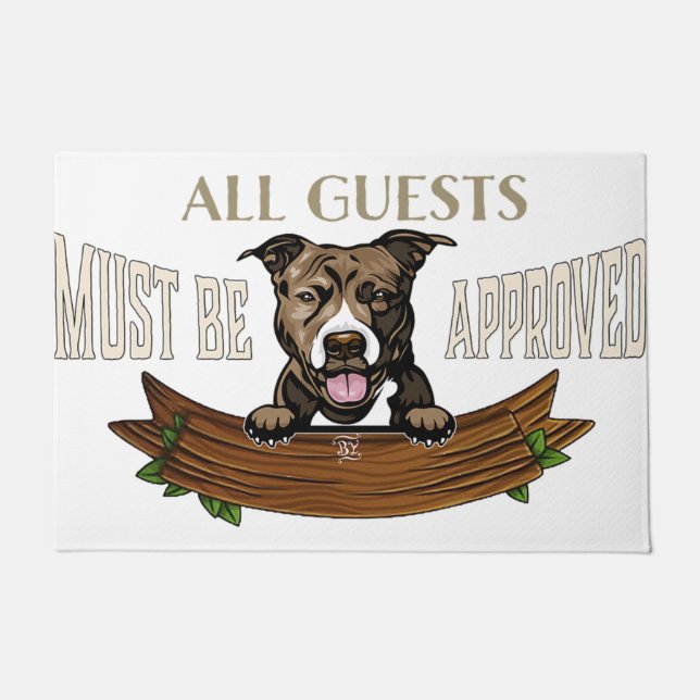 All Guests Must Be Appoved Mat, Cute Dog  Deurmat (Voorkant)