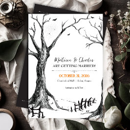 All Hallows Eve Halloween Boom Bruiloft Save The Date