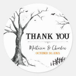 All Hallows Eve Halloween Tree Wedding Favoriet Ronde Sticker