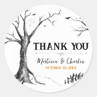 All Hallows Eve Halloween Tree Wedding Favoriet Ronde Sticker