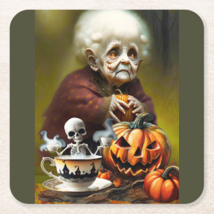 All Hallows Tea Tijd Vierkante Kartonnen Onderzetter