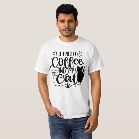 All I Need Is Coffee and My Cat T-shirt (Voorkant volledig)