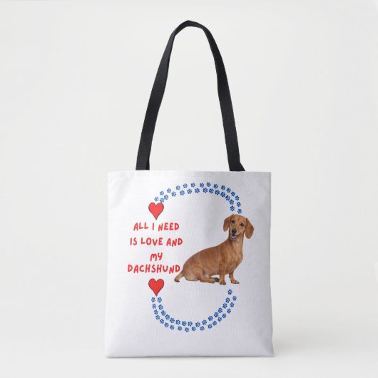 All I Need Is Love and My Dachshund Tote Bag (Devant)