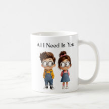 All I need Is You | Schattig Cartoon Jongen & Meis