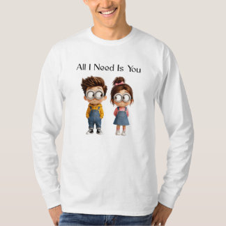 All I need Is You | Schattige Cartoon Jongen & Mei T-shirt