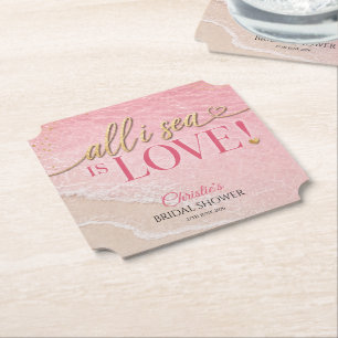 All I Sea Is Love Beach Bruiloftsborrel Kartonnen Onderzetters