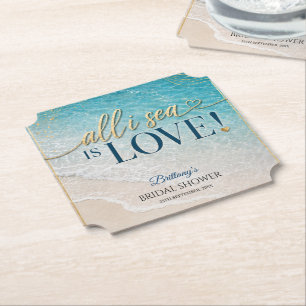 All I Sea Is Love Beach Bruiloftsborrel Kartonnen Onderzetters