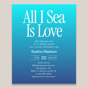 All I Sea Is Love Bruiloftsfeest Blauw Flyer