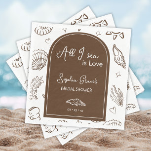 All I Sea is Love Bruine Schelpen Doodles Servet