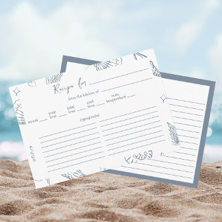 All I Sea is Love Dusty Blue Recipe Bridal Shower  Informatiekaartje