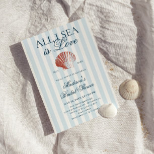 All I Sea is Love Gestreepte Bruidsuitnodiging Kaart