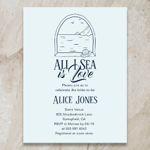 All I Sea Is Love Vintage Blauwe Bruidsuitnodiging Uitnodiging Briefkaart