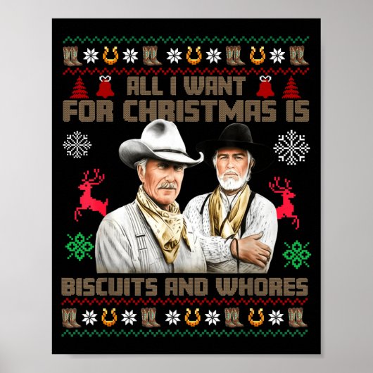 All I Want For Christmas Is Biscuits Funny Ugly Ch Poster (Voorkant)