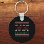 All I Want For Christmas Is New President Ugly Chr Sleutelhanger (Voorkant)