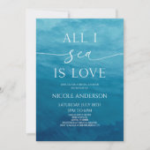 All I Zee is Love Deep Blue Ocean Vrijgezellenfees Kaart (Voorkant)