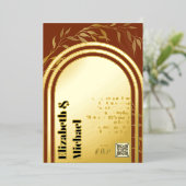 All-in1 GOLD FOLIE Terracotta Foto QR Code Modern Folie Uitnodiging (Staand Voorkant)